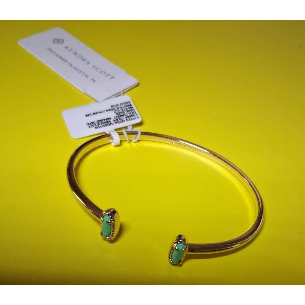 Kendra Scott Emma Cuff Bracelet Gold/Mint Magenesite NOS Discontinued